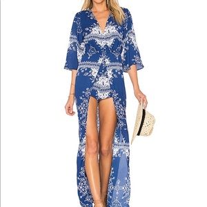 Lovers + Friends Ashton Dress Blue Temple Scarf